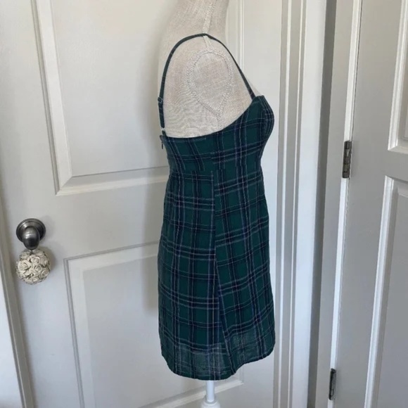 Urban Outfitters | UO Straight Green Plaid Mini Dress, Size 0 (XS) - Picture 5 of 13